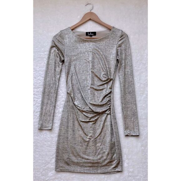 Lulus Luxe of My Life Gold Long Sleeve Dress, Size XS - Picture 8 of 14